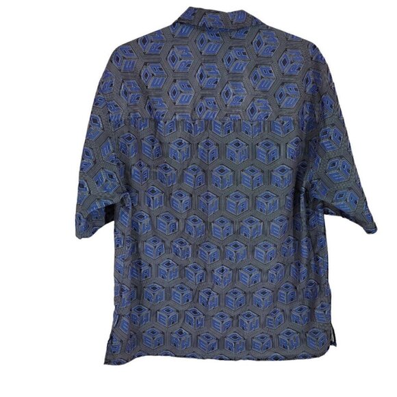 Rocawear Men's Large Y2K Streetwear Button Up Shirt Short Sleeve Gray blue - Picture 4 of 4